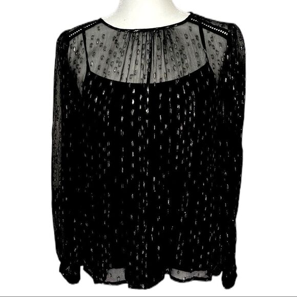 VELVET by Graham and Spencer Black & Silver Blouse - Picture 1 of 8